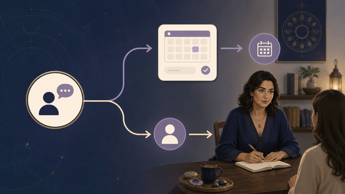 Diagram showing automated triage process separating scheduling tasks from complex human inquiries.